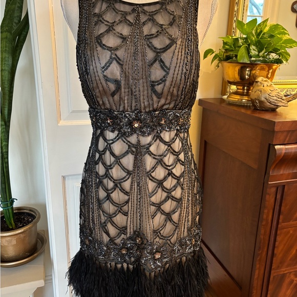 Sue Wong Dresses | Sue Wong Black/Nude Beaded & Feather Cocktail Dress | Color: Black/Cream | Size: 6 | Aehb's Closet Sue Wong Dresses | Sue Wong Black/Nude Beaded & Feather Cocktail Dress | Color: Black/Cream | Size: 6 | Aehb's Closet